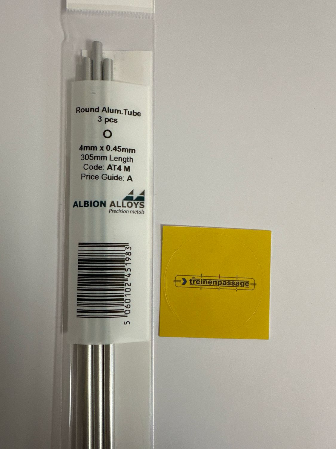 Albion AT4M - Aluminium tube 4.0mm x 0.45mm