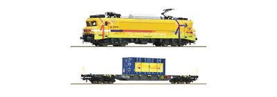 Roco 7500117 - 2-tlg. Set: Elektrolokomotive 1756 mit Containertragwagen, Strukton Rail, H0