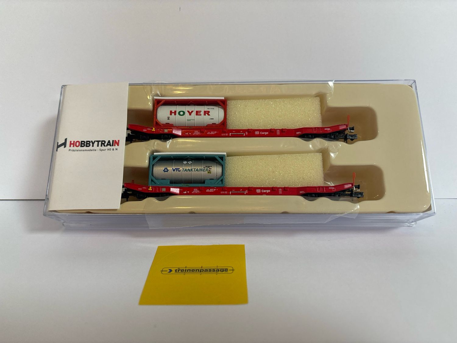 Hobbytrain H23762 - Containerwagon Sgkkms 698 DB Cargo Hoyer / VTG Tank N