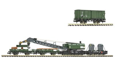 Fleischmann - 4 del. kraanset + gesloten goederenwagon (zonder OVP) N