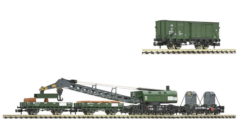 Fleischmann - 4 del. kraanset + gesloten goederenwagon (zonder OVP) N