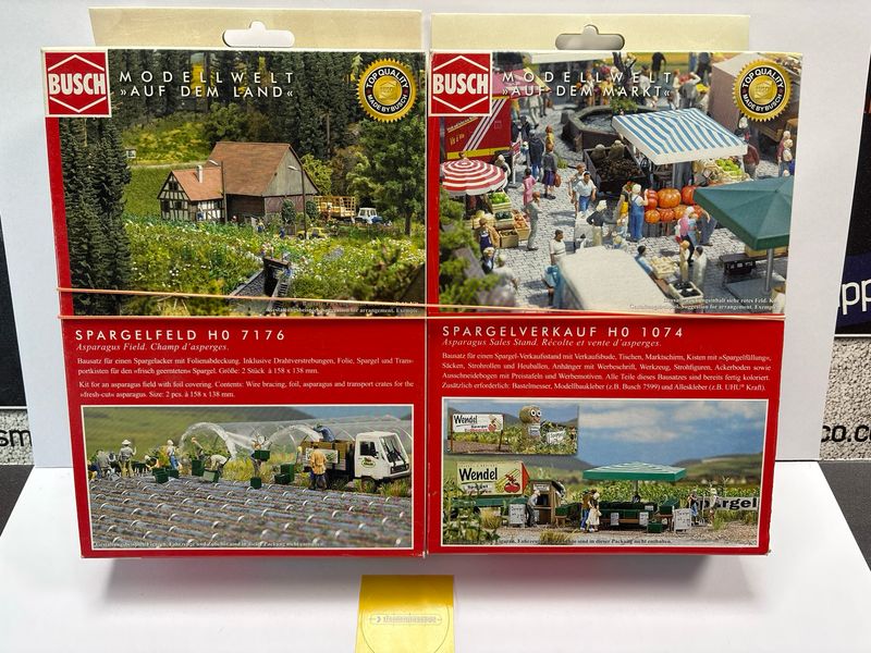 Busch 1074 en 7176 - Aspergeveld met verkoopstand H0