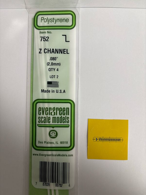 Evergreen 752 - Z-Channel.080" x .040" x .016"