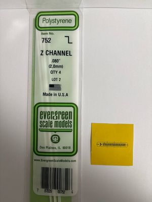 Evergreen 752 - Z-Channel.080" x .040" x .016"