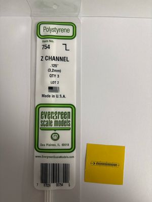 Evergreen 754 - Z-Channel.125" x .065" x .020"