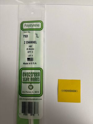 Evergreen 753 - Z-Channel.100" x .050" x .018"