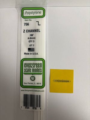Evergreen 756 - Z-Channel.188" x .094" x .026"
