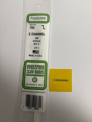 Evergreen 755 - Z-Channel.156" x .078" x .023"