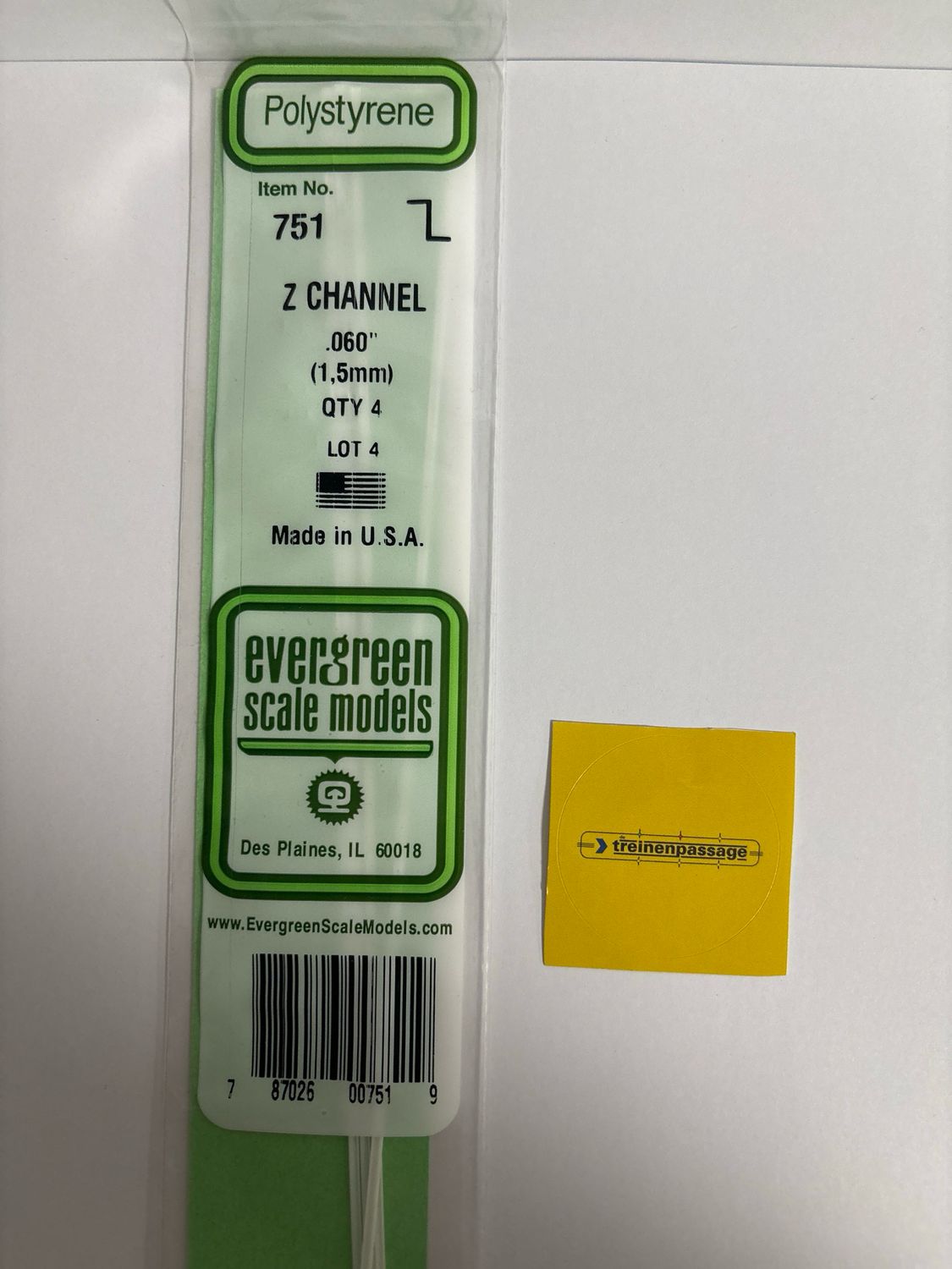 Evergreen 751 - Z-Channels .060" x .030" x .014"