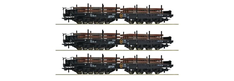Roco 6600263 - 3-tlg. Set: Schwerlast-Flachwagen, NS