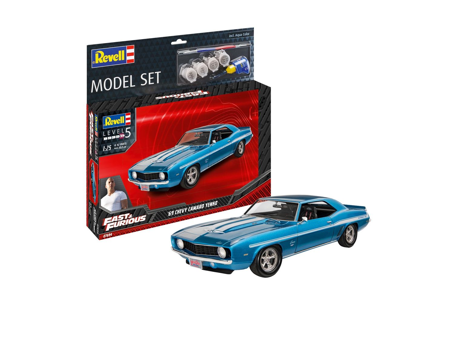 Revell 67694 - F&amp;F 1969 Chevy Camaro Yenko (incl. lijm en verf) 1:25