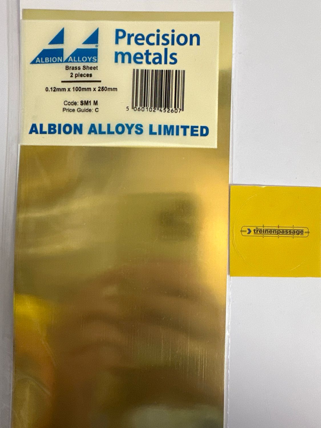 Albion SM1M - Brass Sheet 0.12mm x 100mm x 250mm