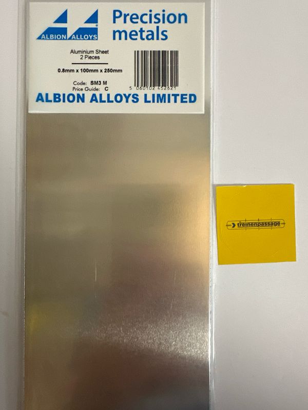 Albion SM3M - Aluminium Sheet 0.80mm x 100mm x 250mm