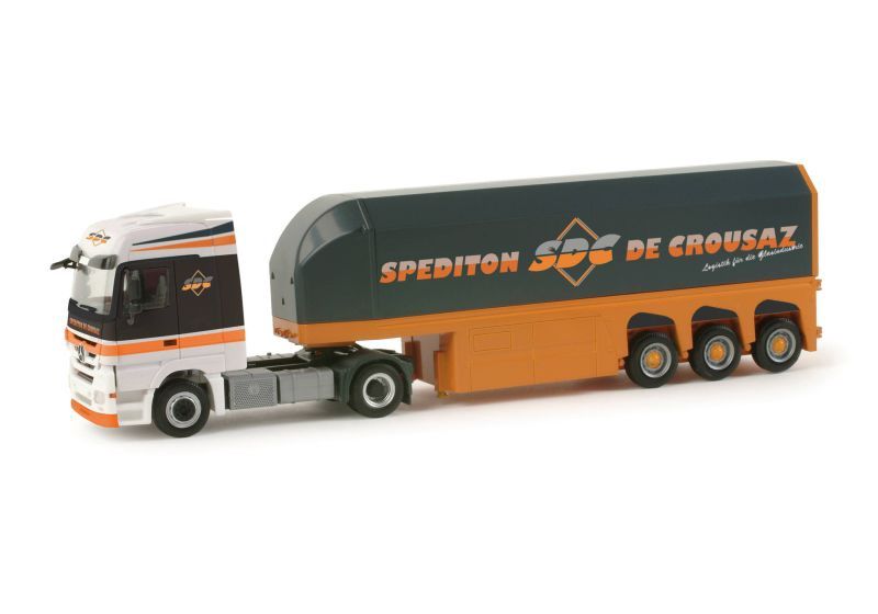 Herpa 1:87  - Mercedes-Benz Actros LH glass transporter semitrailer "Interliner / De Crousaz"