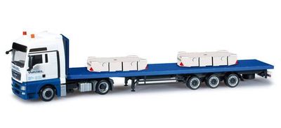 Herpa 1:87 - MAN TGX XXL lowliner semitrailer with ballast weight for Liebherr LR 1600/2 "Wasel Krane"