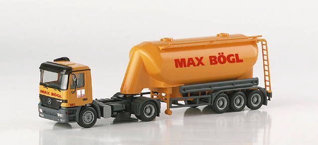 Herpa 1:87 -  Mercedes-Benz Actros S bulk silo semitrailer "Max Boegl"