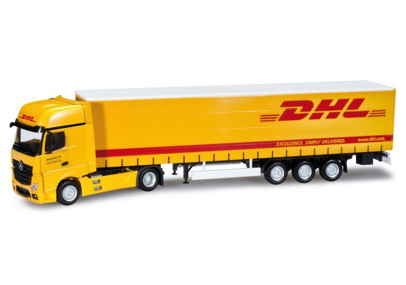 Herpa 1:87 - Mercedes-Benz Actros Gigaspace curtain canvas semitrailer „DHL“
