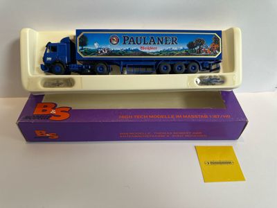 B&amp;S modelle 1:87 - Mercedes met oplegger "Paulaner Weissbier"