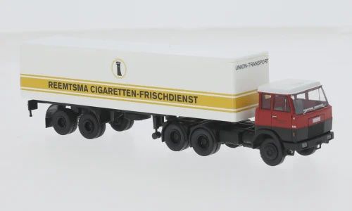 Brekina 1:87 - Hanomag Henschel F 221 S Koffer-SZ, 1969, Union Transport - Reemtsma