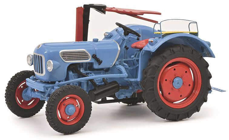 Schuco 1:43 - Eicher EM 200 + maaibalk, blauw