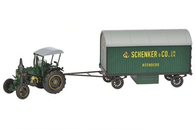 Schuco 1:32 - Lanz Ackerluft + aanhanger Schenker