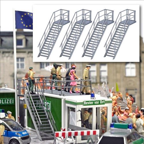 Busch 7758 - Mini-Set: 4 Metalltreppen, H0