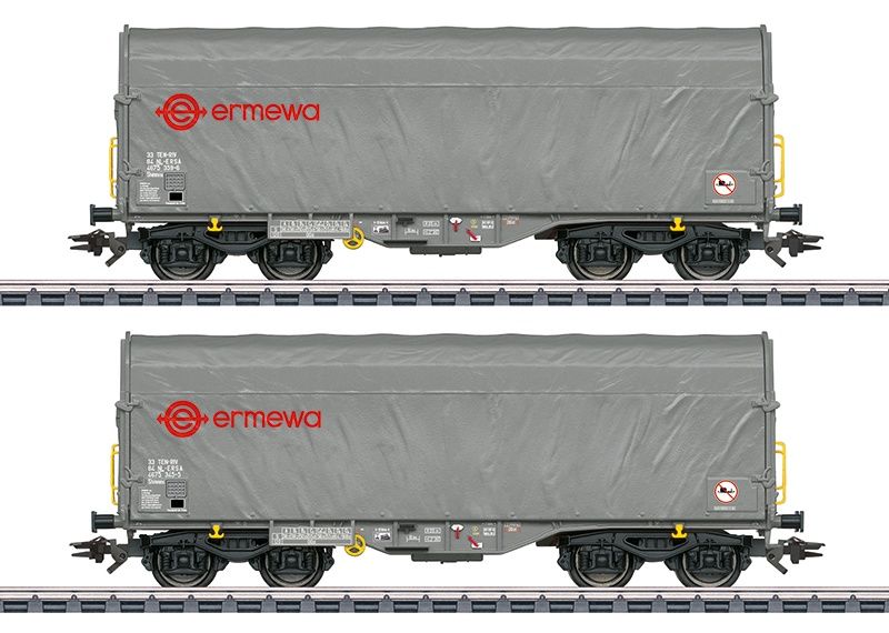 Märklin 47230 - Set wagons met zeildoeken schuifwanden, NL "Ermewa", H0