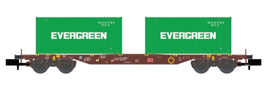 Hobbytrain H23204 -  CONTAINERWAGEN SGJKKMMS 699 DB, EP.IV, EVERGREEN