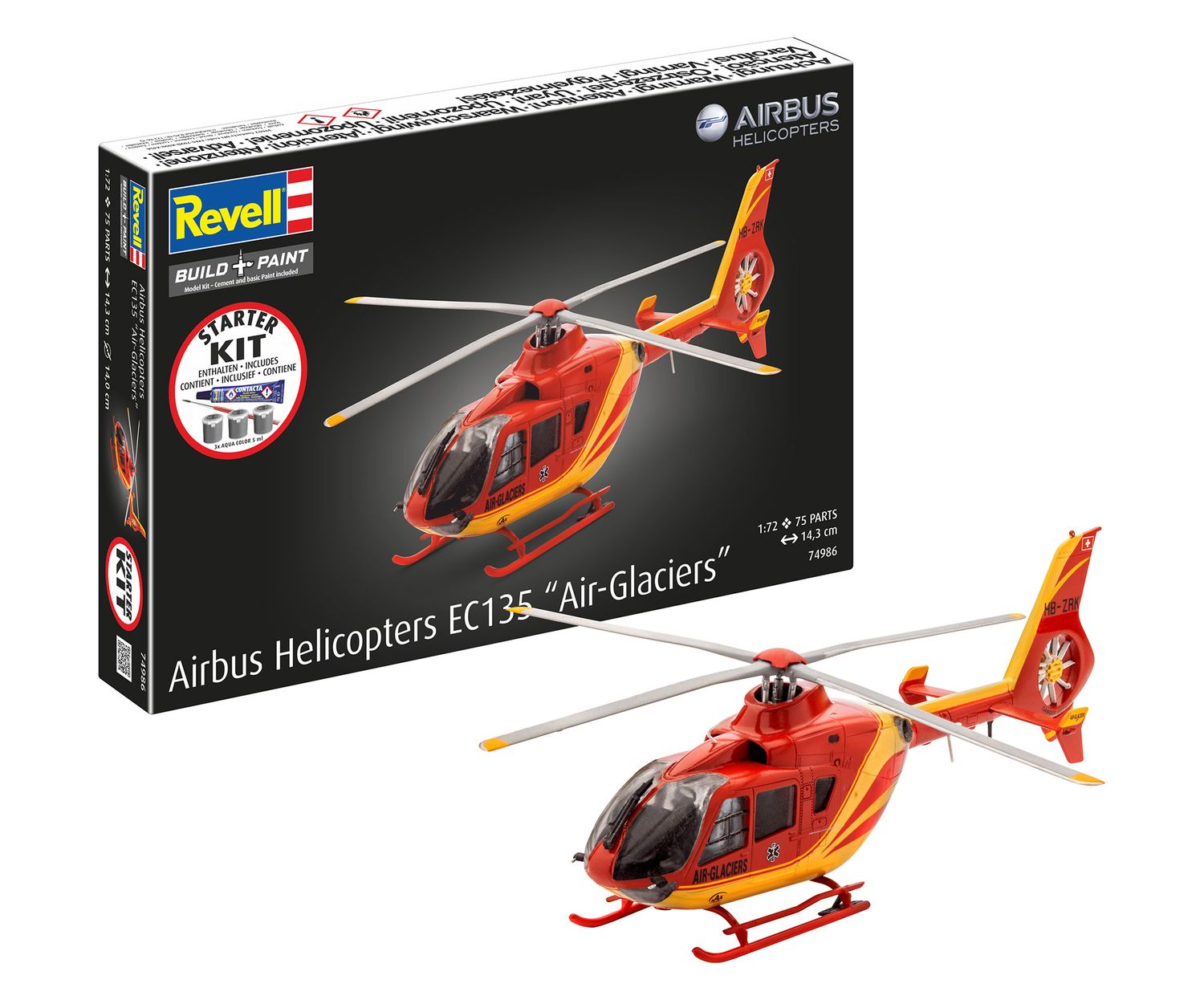 Revell 74986 - Starter Kit Airbus Helicopters EC135 "Air-Glaciers, 1:72