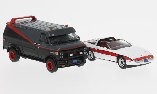 Brekina 1:87 - Set Vandura, schwarz/rot, 1983