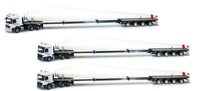Herpa 1:87 - Mercedes-Benz Teletrailer-opleggers met windturbinebladen