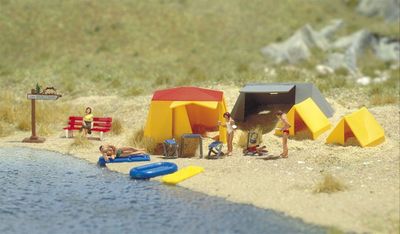 Busch 6026 - H0 | Kampeerplaats met tenten