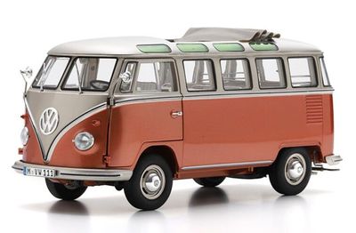 Schuco 1:18 - Volkswagen T1 Samba Bus oranje/zilvergrijs metallic
