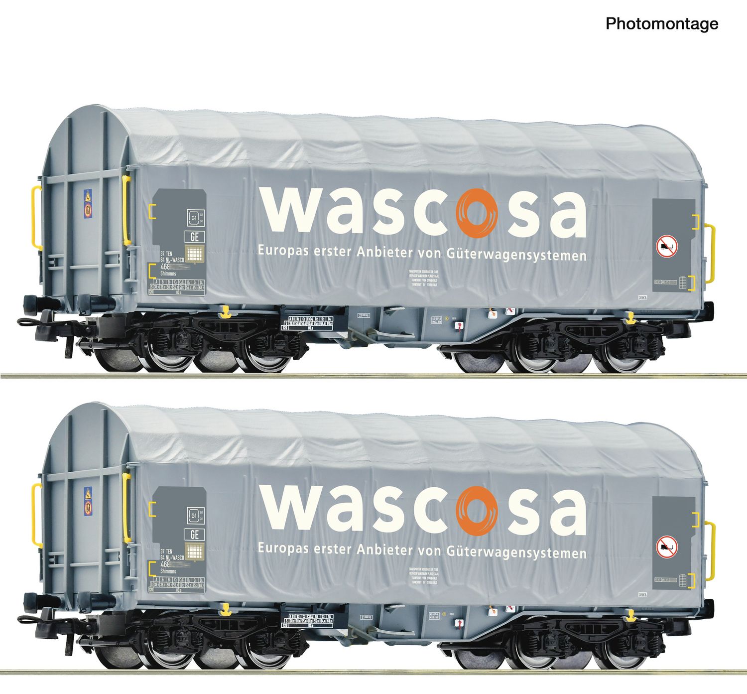 Roco 6600389 - H0 | 2-tlg. Set: Schiebeplanenwagen, Wascosa