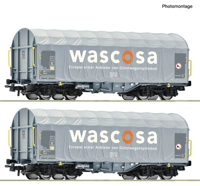 Roco 6600389 - H0 | 2-tlg. Set: Schiebeplanenwagen, Wascosa