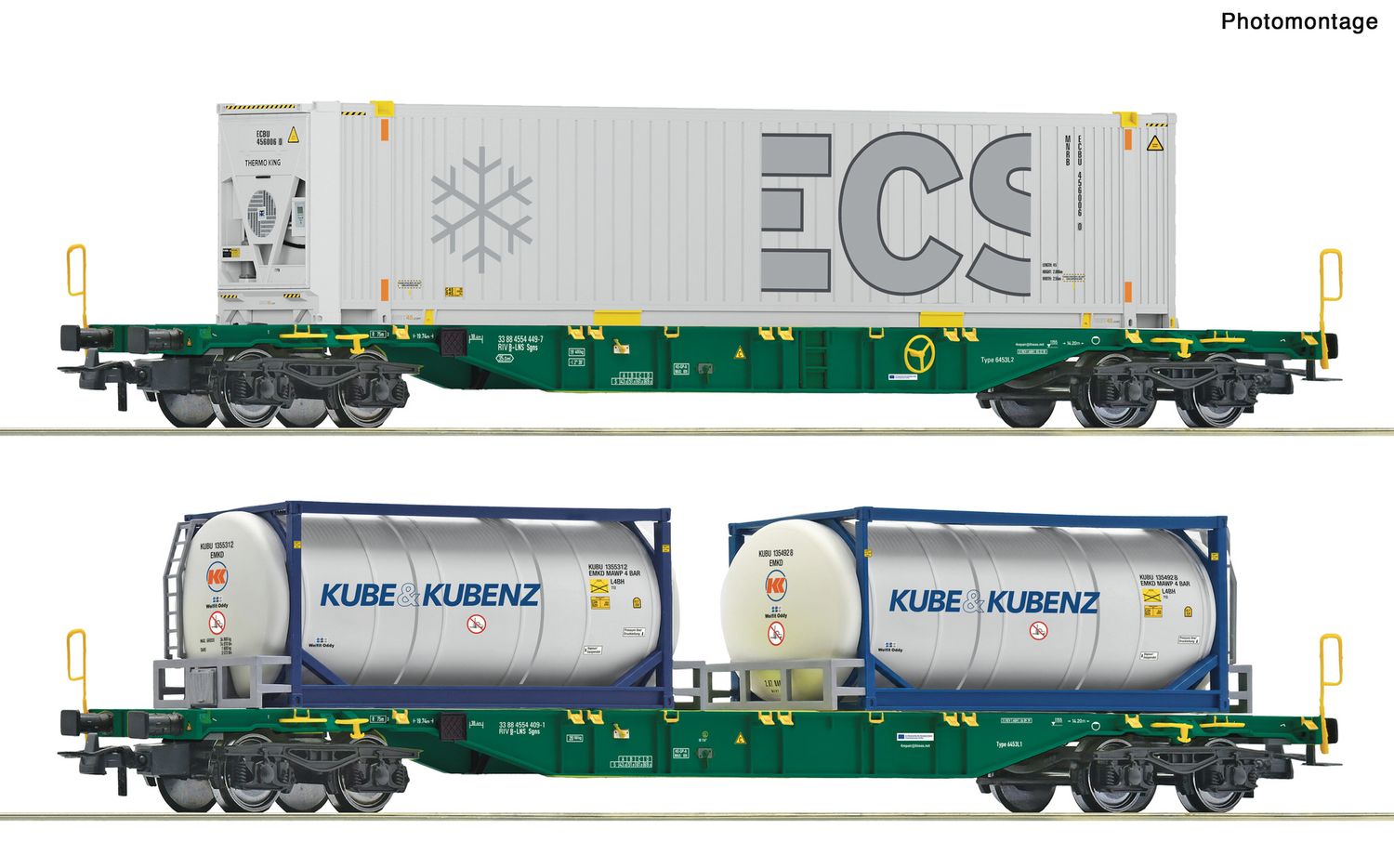 Roco 6600361 - H0 | 2-tlg. Set: Containertragwagen, Lineas