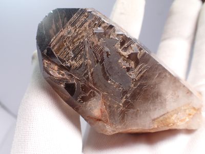 Pointe de Quartz morion/ fumé avec texture Top