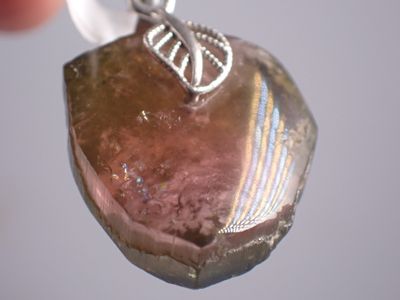 Pendentif tourmaline melon d&#39;eau terminée, bélière argent 925