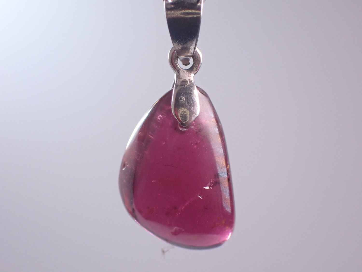 Pendentif tourmaline rose/rubellite bélière argent 925