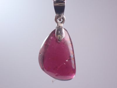 Pendentif tourmaline rose/rubellite bélière argent 925
