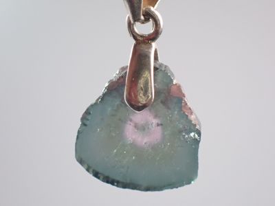 Pendentif tourmaline melon d&#39;eau bleue, bélière argent 925