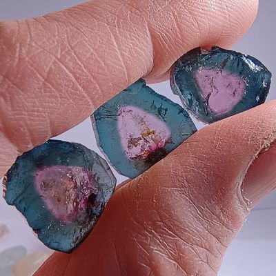 Parure tourmaline melon d&#39;eau bleue XL, bélière argent 925