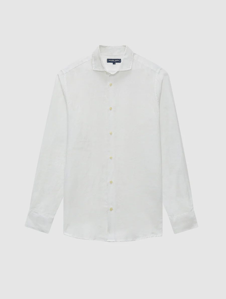 Antonio White Long Sleeve Linen Shirt, Size: Small