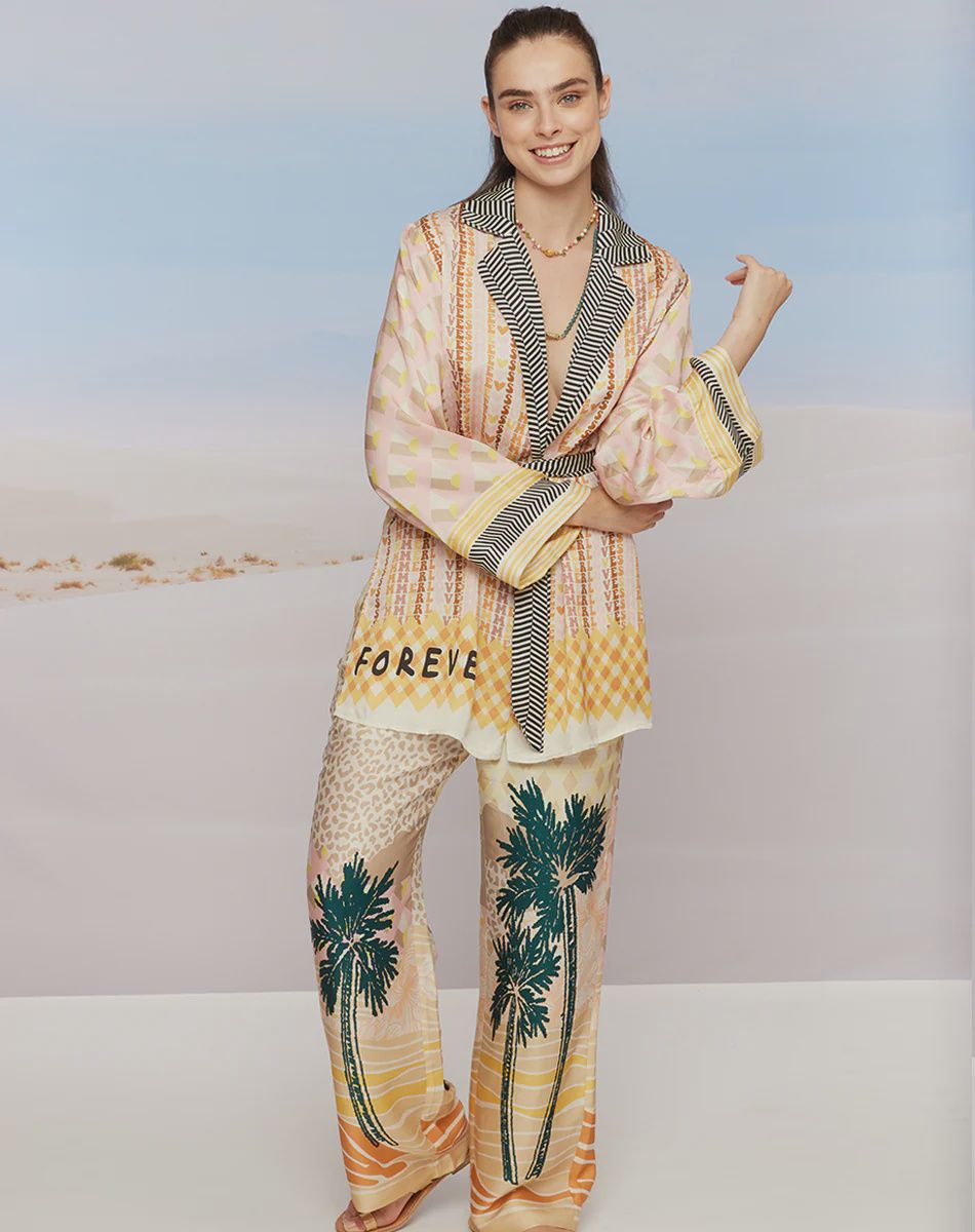 Avery Straight Leg Printed Trouser Vacation, Size: X-Small