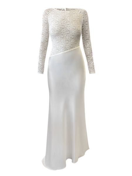 Sofiya Long Sleeve Maxi Dress Bone, Size: 2