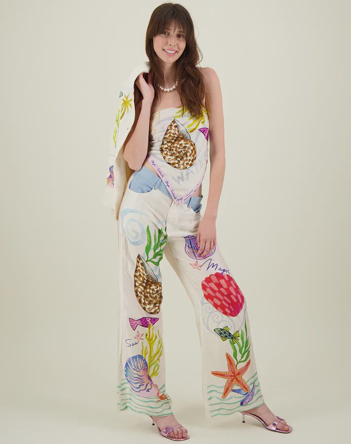 Sandra Combined Denim Wide Leg Pant, Size: X-Small