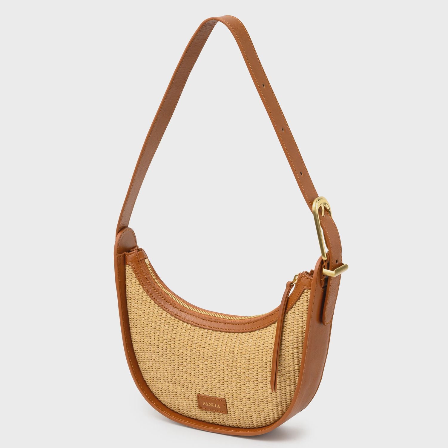 The Luna Cognac Raffia Crossbody Bag