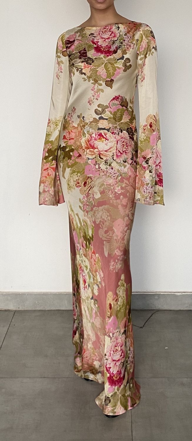 Sama Long Dress Ivory Mix, Size: X-Small