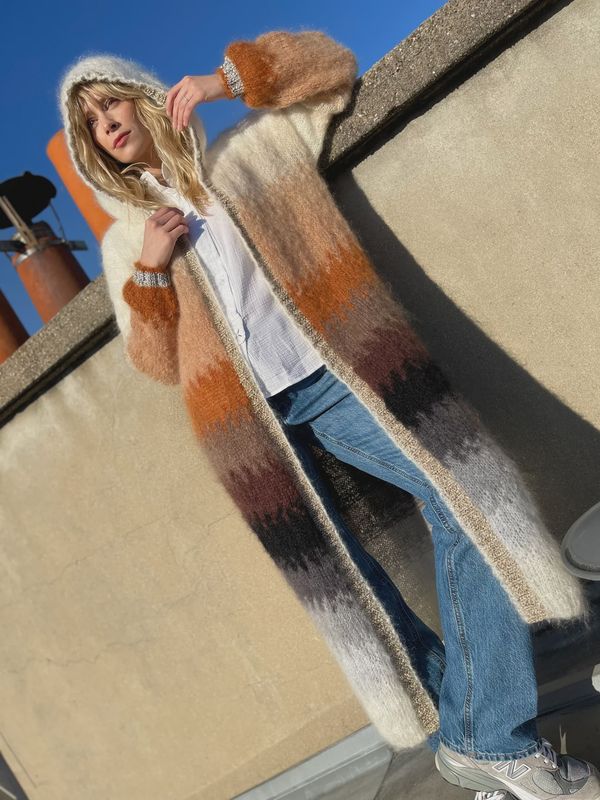 Tie&amp; Dye Beige Hoodie Coat