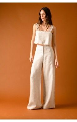 Charlotte Classic High-Waisted Palazzo Pants Flax